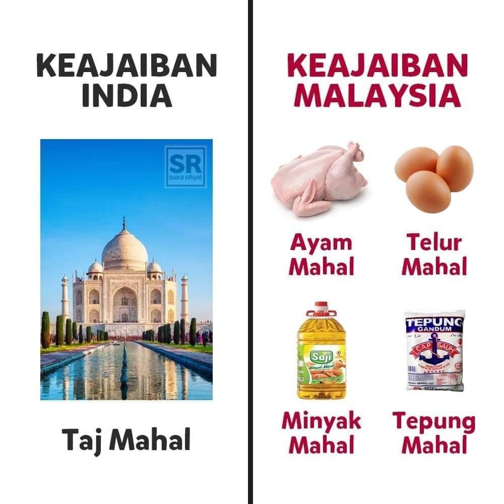 有网民嘲讽，印度屹立著堪称世界七大奇迹之一的泰姬陵（Taj Mahal），而马来西亚的“奇迹”却是“样样贵”。