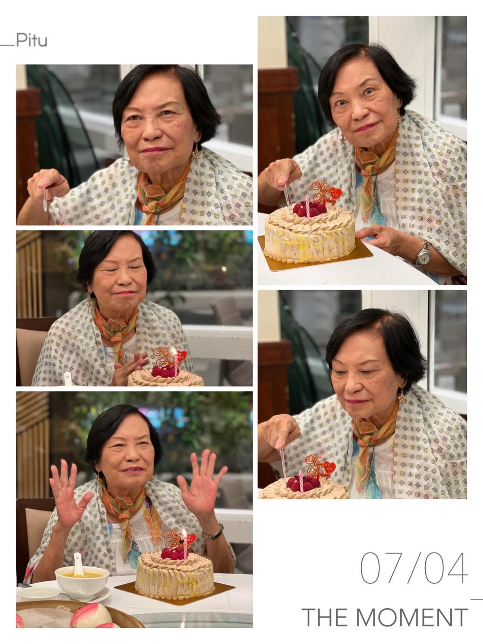 余慕莲精神奕奕庆祝85岁生日。