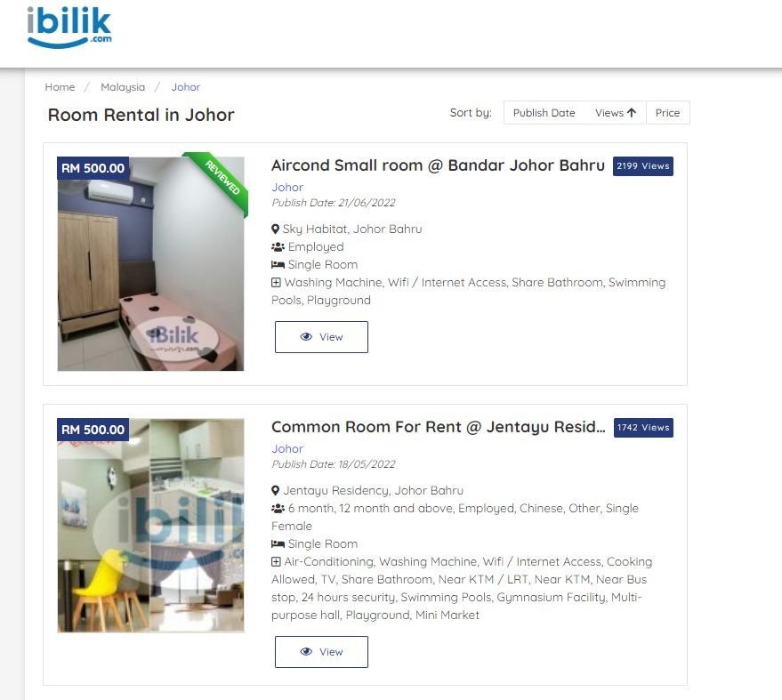 ibilik网站显示，靠近新山关卡一带共有600多则房间出租的告示，浏览人数也破2000人。