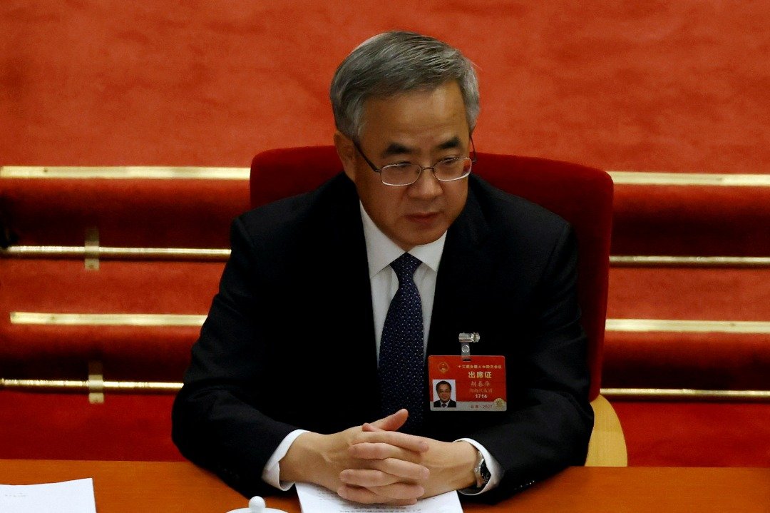 中国国务院副总理胡春华于去年3月5日，出席全国人民代表大会开幕式。（图取自路透社档案照）