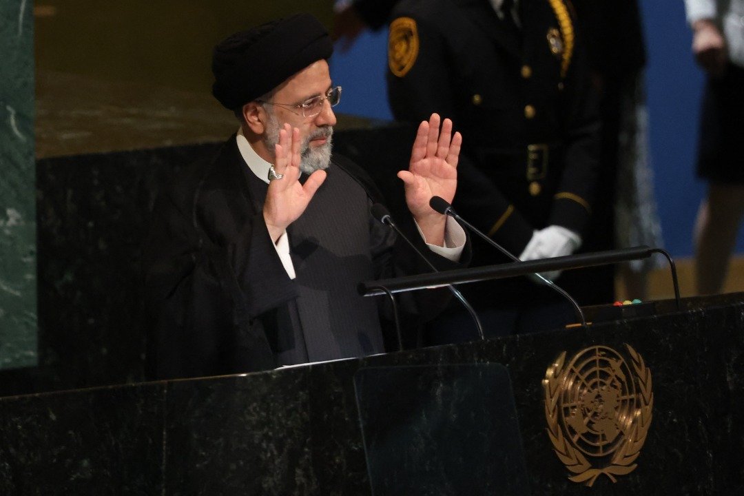 伊朗总统莱希周三在纽约联合国大会上发言。（图取自路透社）