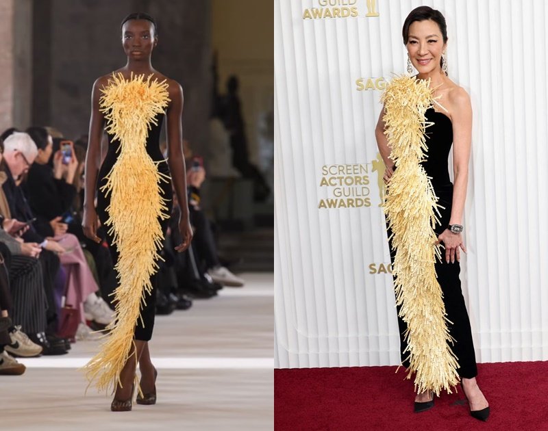 杨紫琼身穿来自Schiaparelli的高订礼服出席颁奖礼。