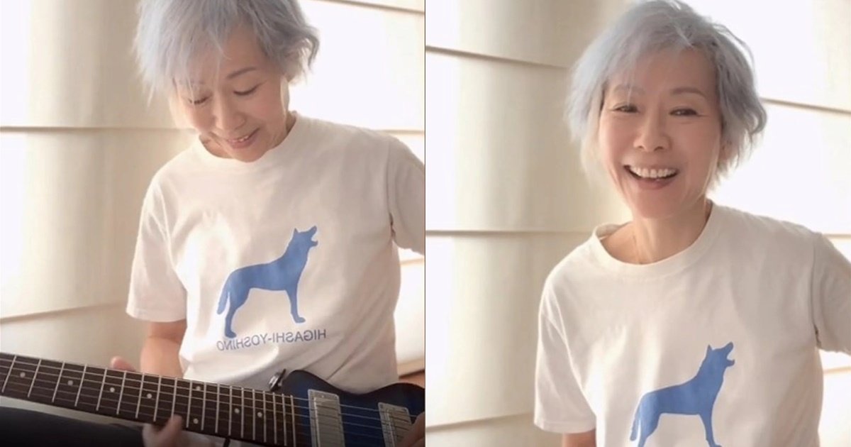 去年叶童分享弹电吉他视频，因满头白发，加上身形消瘦，当时引起网民关心她的健康状态。