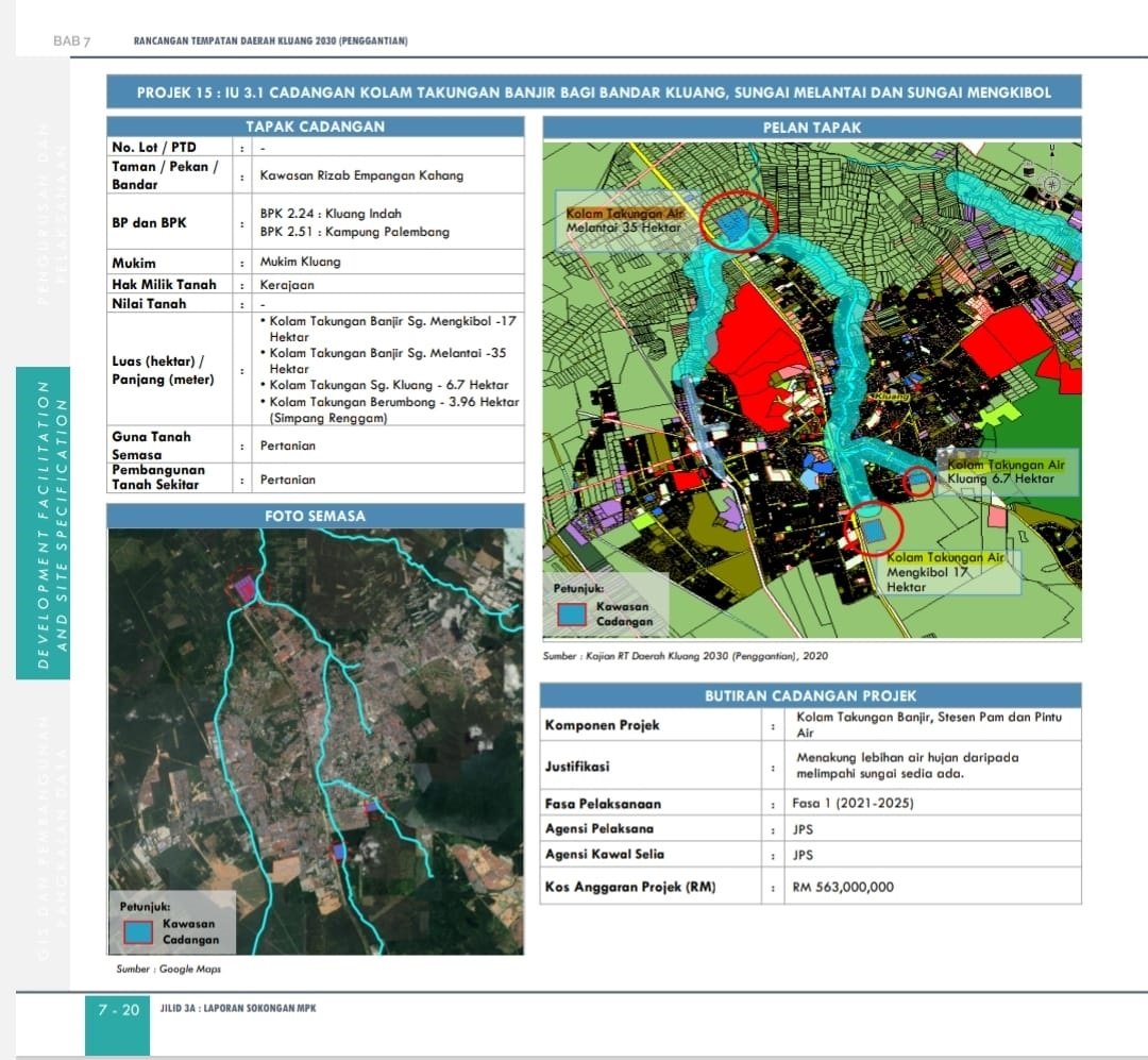 居銮县2030年地方规划蓝图规划三大蓄洪池。