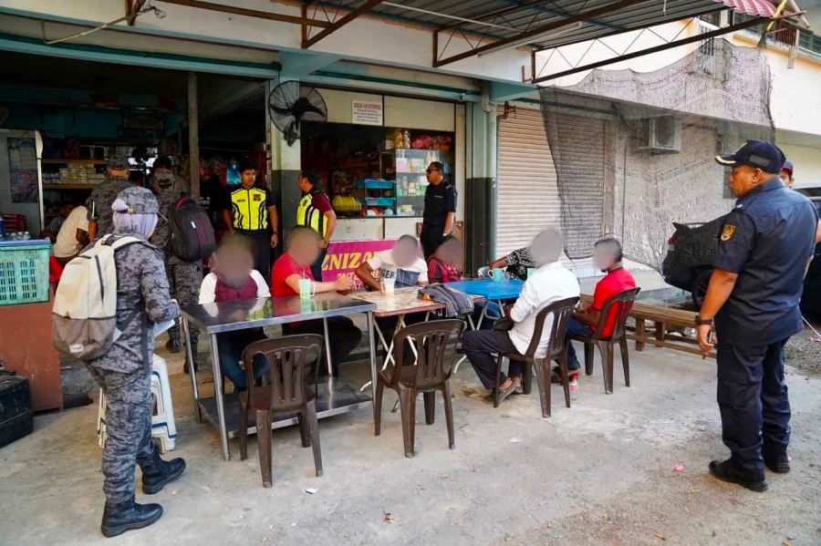 威省市政厅联合槟州移民局，在威省一带取缔非法营业的外籍人士。（图取自威省市政厅）