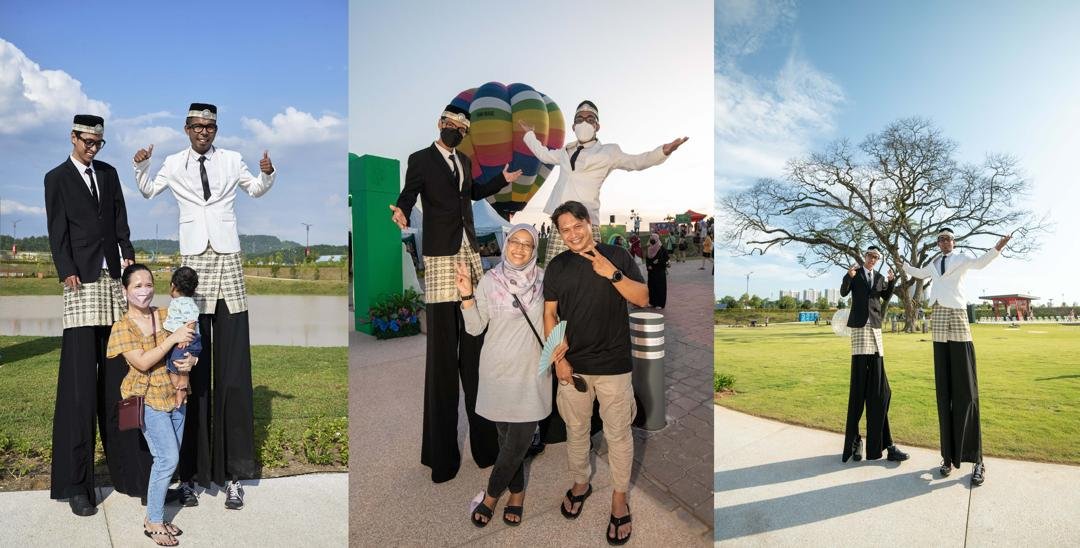向马来西亚传奇艺术家比南利致敬的高跷表演，高跷演员将在人群中穿行，与出席者合照。