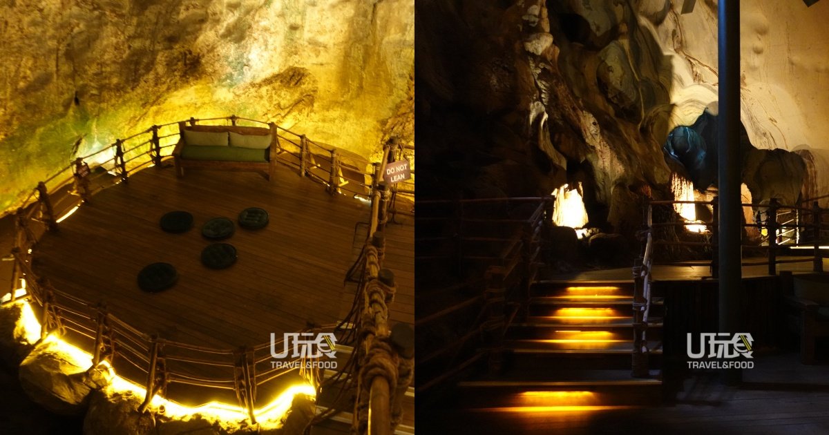冥想洞穴的环境静谧，配合上灯光感觉充满魔力。