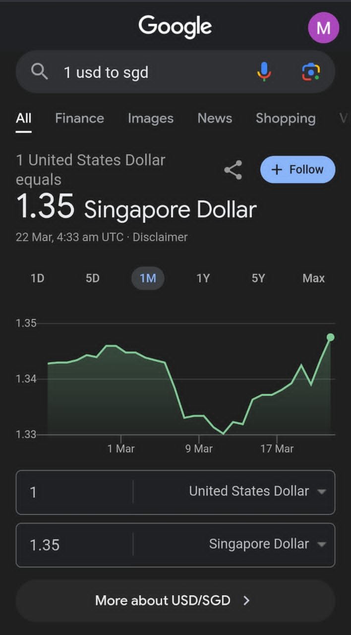 美元兑新元的汇价结果由谷歌提供