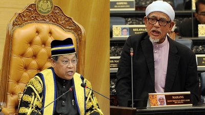 班迪卡阿敏（左）强调宣布展延辩论355法案，，是他个人的决定。右为哈迪阿旺。