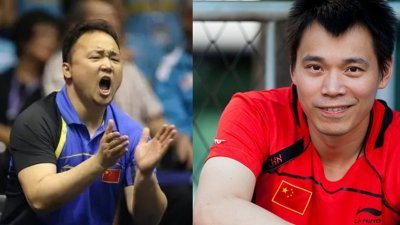中国羽球国家队不再设立总教练和副总教练岗位，改由夏煊泽（右）、张军（左）分别担任国家队单打和双打组主教练