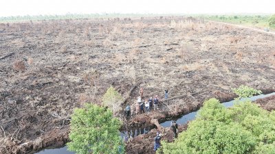 瓜冷北区森林保留区的林火面积达到235英亩，为中型林火，最终在14天内成功扑灭。（摄影：黄良儒）