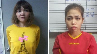 印尼籍女被告西蒂艾莎（右）和越南籍女被告段段悌香（左）。（档案照）