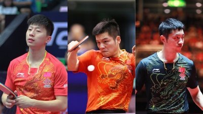 世界排名前三的马龙（左起）、樊振东和许昕，周五晚在中国乒乓公开赛男单16强集体退赛。