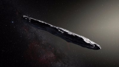 形状奇异的系外小行星“Oumuamua”，于周日被夏威夷大学天文学研究所的“泛星计划”1号望远镜发现。（概念图）