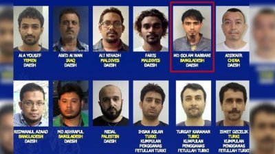 上排右2为孟加拉籍嫌犯哥兰拉巴尼