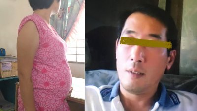 弱智女子阿婷现在怀孕8个月；右图则是被指带她去酒店开房的53岁华裔男子。