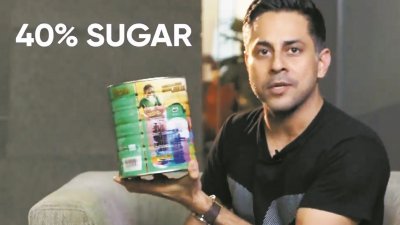 维申在视频指出，一罐美禄粉的含糖量高达40%，但在大马却被指是健康饮料，引起热议。