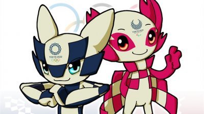 尚未命名的2020东京奥运吉祥物（蓝色）和其残奥会搭档，由学童票选但引起两极化的反应。