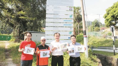 倪可汉（左3）促请赞比里对霹州最高大楼计划作出交代。左起为吴惠谦、亚雅及张宇晨。