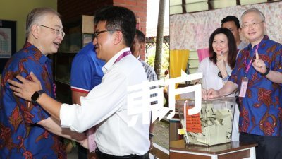 魏家祥（左）靠著马来乡区支持票，以303张多数票险胜刘镇东，成功保住亚依淡国席。