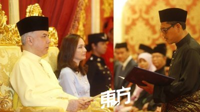 阿末费沙于今日下午5时在江沙王宫宣誓成为第12任霹雳州务大臣。（摄影：李家俊）