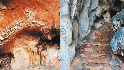位处金龙洞洞顶的“老虎”化石，虽然离地数十公尺，但肉 眼仍可看出其完整的架构，极具考古研究价值。