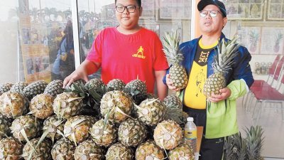 莫哈末亚宁（右）主持“2018年黄梨园乐跑”开幕仪式，鼓励农民种植MD2品种黄梨，以应付中国庞大市场需求。