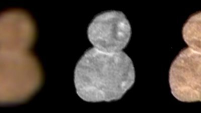 “新视野”号传回相对高解析度的照片显示，“天涯海角”是由两颗连在一起的球体所组成，就像一个雪人。