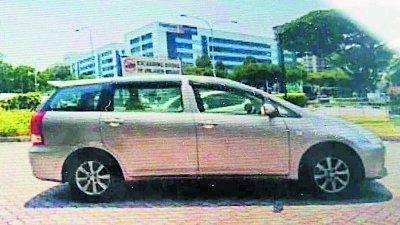 私召车司机在新山被偷走七人座休旅车。 （图取自面子书）