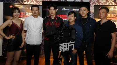 叶思彤（左起）、刘磊、吴建飞、蔡业瀚、张智扬和何东钰主演的动作片《生死线》预计在今年年中上映。