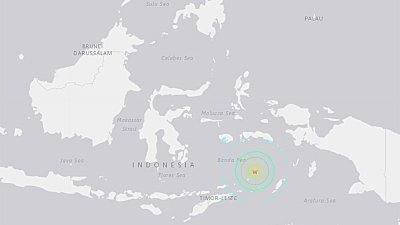印尼东部24日上午11时53分发生规模7.3强震，未发布海啸警报。（图取自USGS网页earthquake.usgs.gov）