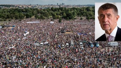 数以万计的捷克民众于当地时间周日，聚集在首都布拉格市中心进行示威，要求涉贪的总理巴比什（小图）下台。