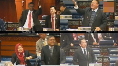 反对党议员挑起记名投票，希盟议员与反对党议员在议会厅内吵翻天。