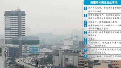 巴生空气污染指数从周日起突然节节上升，并突破100点不健康水平，并持续到周一上午，导致巴生市议会对面的市区，陷入朦胧一片。