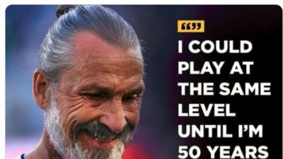 AC米兰中锋伊布拉欣莫维奇在推特转发了一则媒体发布的特效图，自称可踢到50岁仍处在巅峰水平。