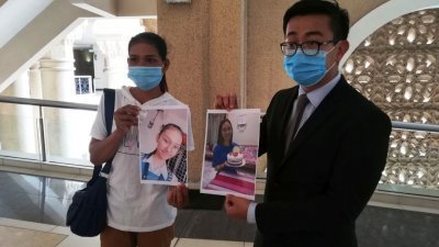 苏菲安（左起）周三在杨敦祥陪同下，呼吁民众协助寻找离家女儿。（档案照）