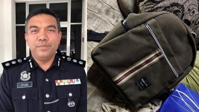 马六甲中央警区主任阿夫占表示，抢劫案是于本月26日上午6时45分左右，在玛琳再也阿峇迪的组屋发生。右图为警方搜获的女事主背包。