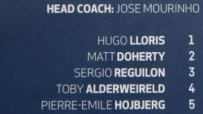托登罕热刺官方的比赛手册中，，主教练依然是穆里尼奥，这被英国媒体称为一个小乌龙。
