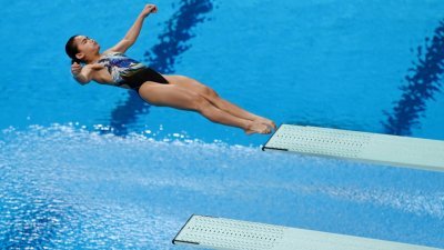 我国跳水选手诺哈比妲在女子3公尺跳板决赛中，以第4名的佳绩完赛。（图取自路透社）