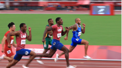 美国短跑名将克利在男子100公尺项目，以0.04秒不敌意大利飞人，夺下银牌。（图取自路透社）