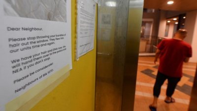 居民在电梯上贴上大字报，称已收集发丝，将要化验DNA报警。
