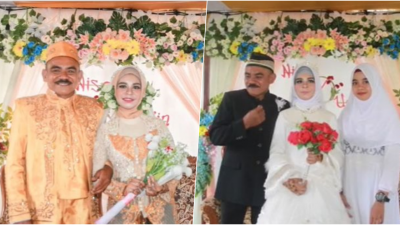 印尼女高中生菲特里亚妮表示，在TikTok分享了父亲与闺蜜闪婚过程及婚礼画面，瞬间引发热议。（图截自TikTok@fiithryyyyy_22）