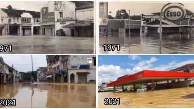 文德甲在1971年曾面临一次严重水灾，如今时隔半世纪再遭遇严重水灾来袭。（图由市民林美君提供）