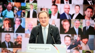 德国基民盟1001名党代表在周六的线上大会，投票选出拉舍特担任新主席。（路透社）