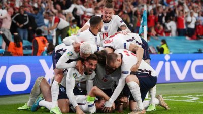英格兰55年来首次挺进欧洲杯决赛，并将在决赛会师意大利争夺最后的冠军。（图取自路透社）