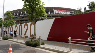 东京奥运会将在下周五开幕，东京的主场馆国家体育场已准备就绪。（图取自路透社）