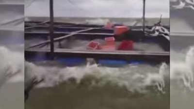 狂风大浪未对瓜拉古楼和角头的养鱼场造成巨大的破坏，反而毗邻高渊港口的海上养场遭受巨大的破坏。