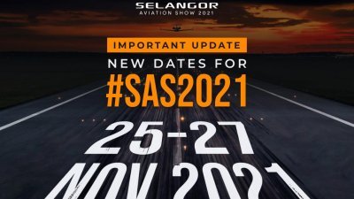因受疫情影响，2021年雪州航空展（SAS）将展延至11月25日至27日举行。
