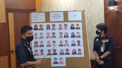 阿兹米(左)呼吁其中34名贷款者现身助查，右为吉隆坡副总警长拿督杨丽珠。