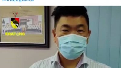 朱建华在面子书上载呼吁民众登记接种疫苗的视频，希望大家能够踊跃登记。